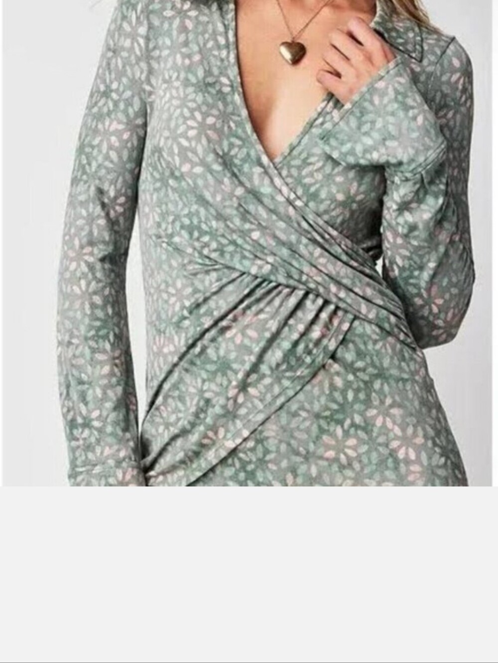 Free People dress Shayla floral long sleeve wrap size Large L - Picture 9 of 11